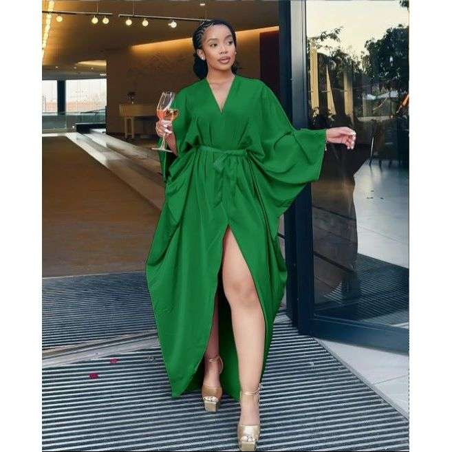 Plus Twist Front Cloak Sleeve Wrap Hem Dress.