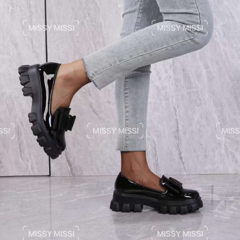 Bowknot Chucky Platform Oxford Glossy Shoes