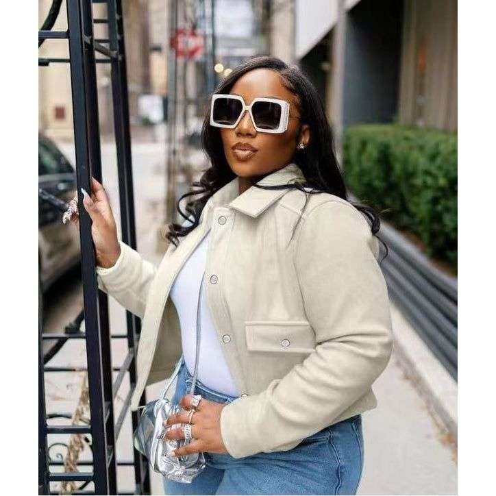 Structured Shoulder Boxy Crop Cargo Jacket
