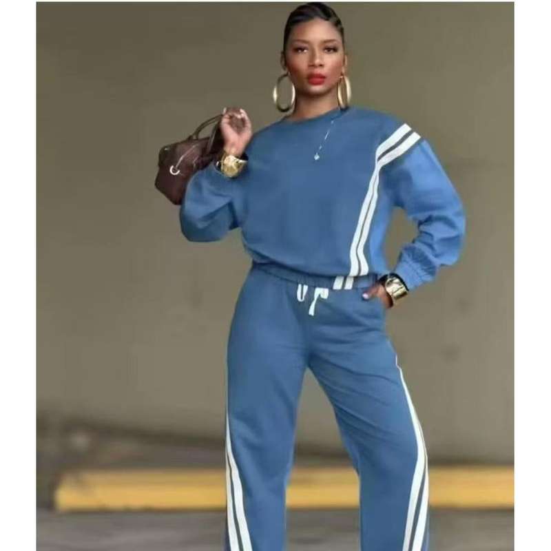Two Piece Two Tone Long Sleeve Pants & Top Set