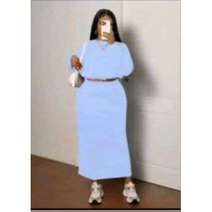 Sexy Knitted Long Sleeve Top & Midi Skirt 2 Piece Set