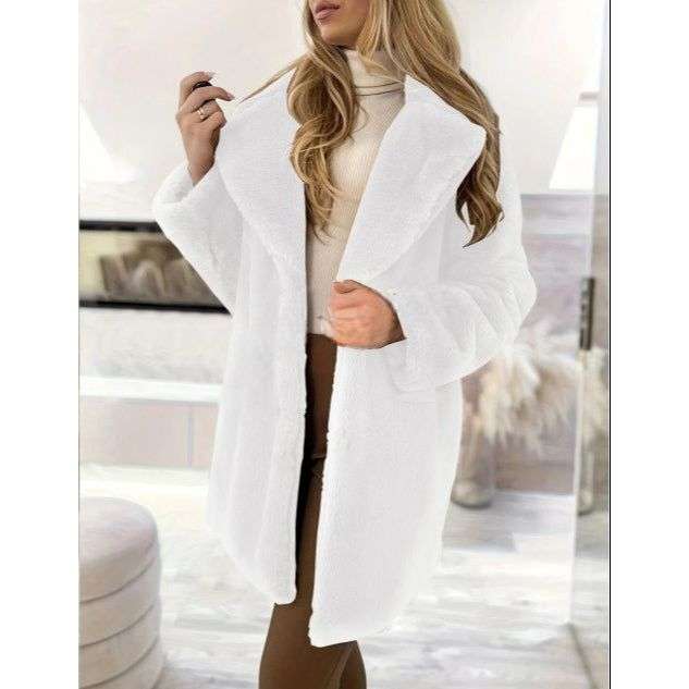 Women's Fluffy Collar Long Sleeve Jacket For Winter