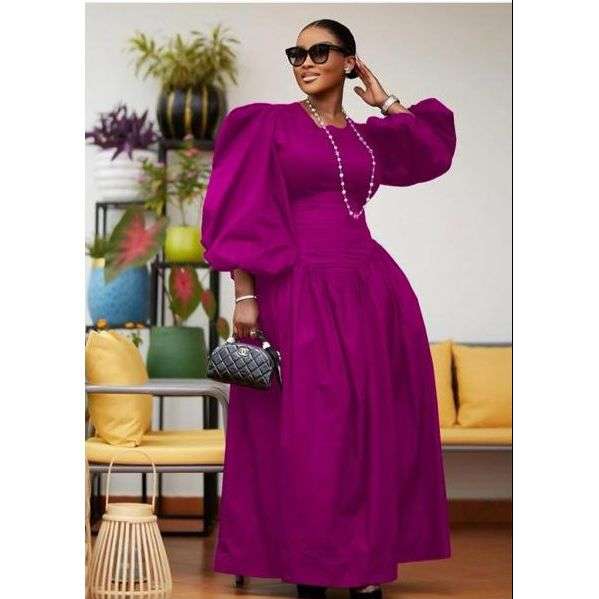 Puffy Buff Long Sleeves Maxi Dress