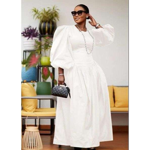 Puffy Buff Long Sleeves Maxi Dress