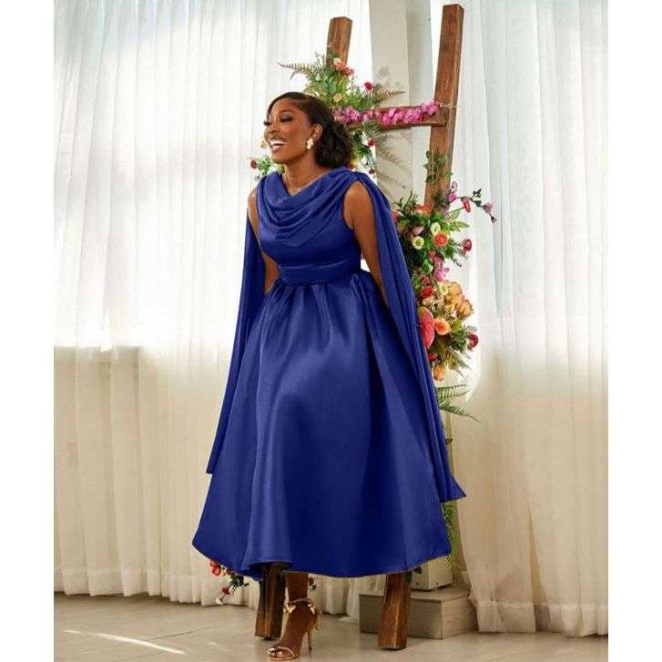 Plus Size Satin A Line Maxi Homecoming Prom Dresses
