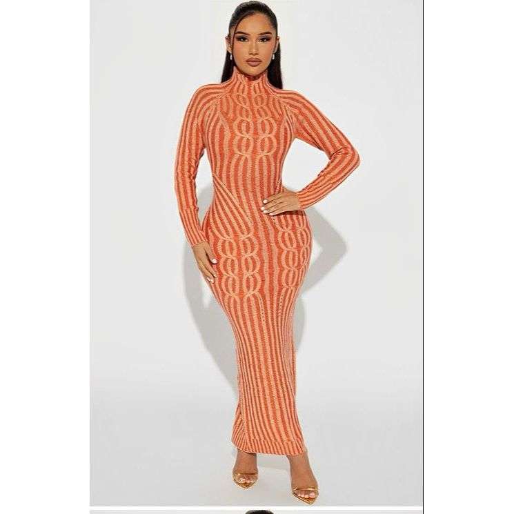 Shimmering rib-knit dress