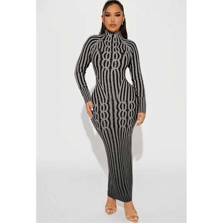 Shimmering rib-knit dress