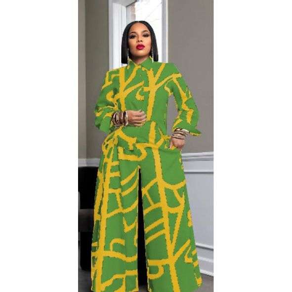 Lady's Geometric Printed Extra 2 Piece Set