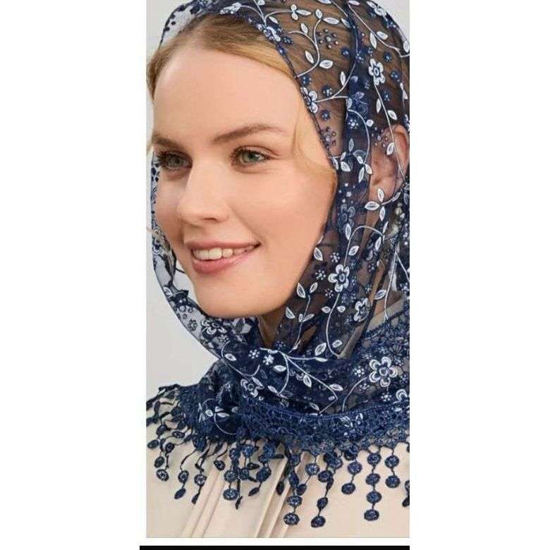 Lace Tassel Floral Triangle Scarf Wedding Headscarf Worship Scarf Shawl