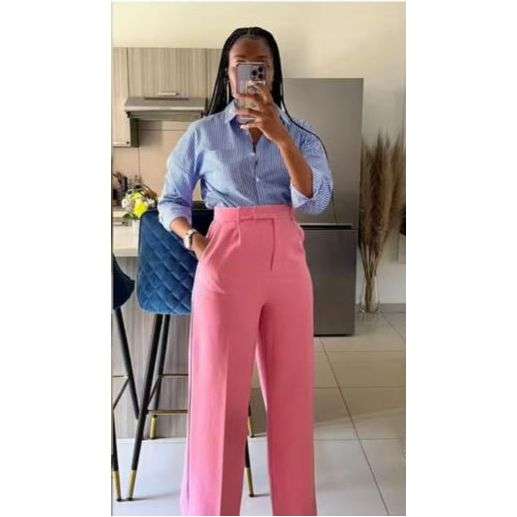 High Waisted Loose Fit Bootcut Wide Leg Slacks Trouser