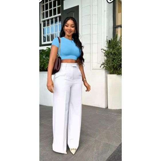 High Waisted Loose Fit Bootcut Wide Leg Slacks Trouser