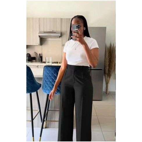 High Waisted Loose Fit Bootcut Wide Leg Slacks Trouser