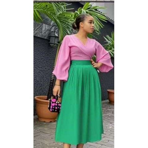 Silky Satin Pleated Maxi Skirt