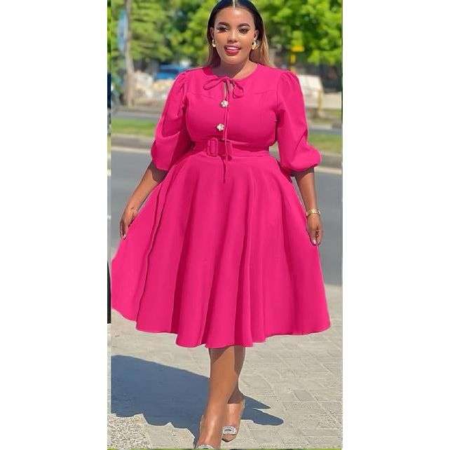 Plus Size 3 Quoter Sleeve Midi Dress