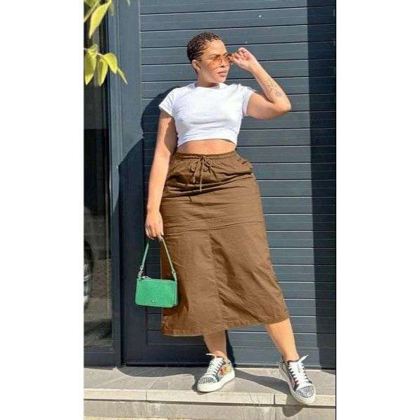 Cargo Plain Midi Skirt