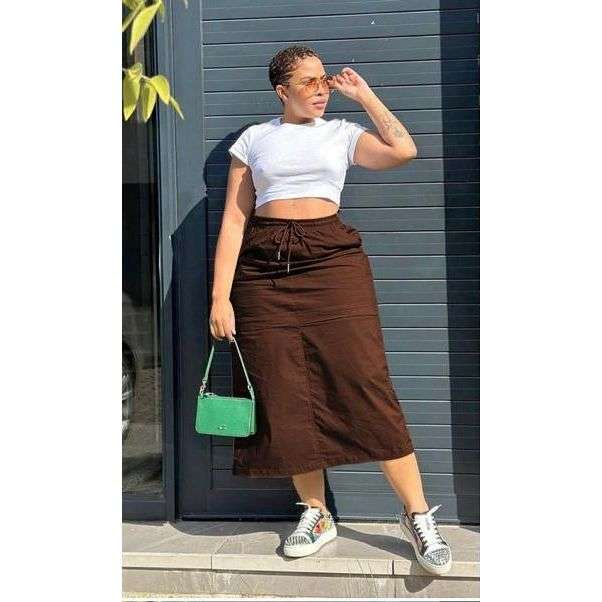 Cargo Plain Midi Skirt