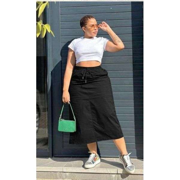 Cargo Plain Midi Skirt