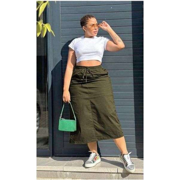 Cargo Plain Midi Skirt