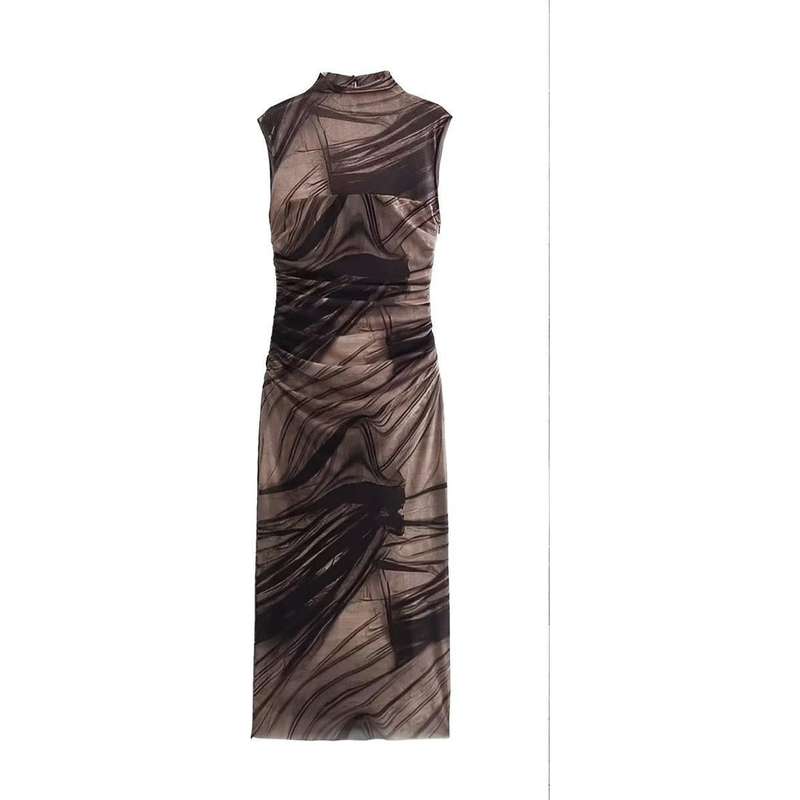 Multi-Color Strappy Mesh Maxi Dress