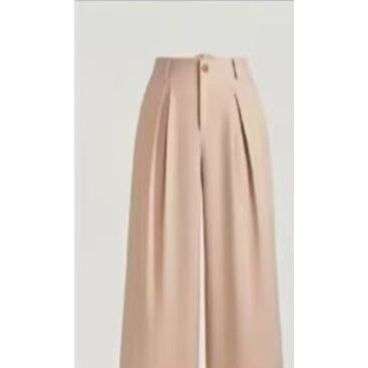 Solid Color Wide Leg Two-Button Pleated Long Casual Pants