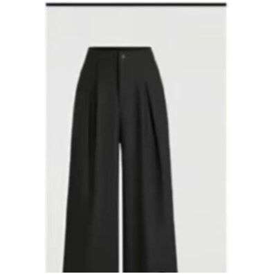 Solid Color Wide Leg Two-Button Pleated Long Casual Pants