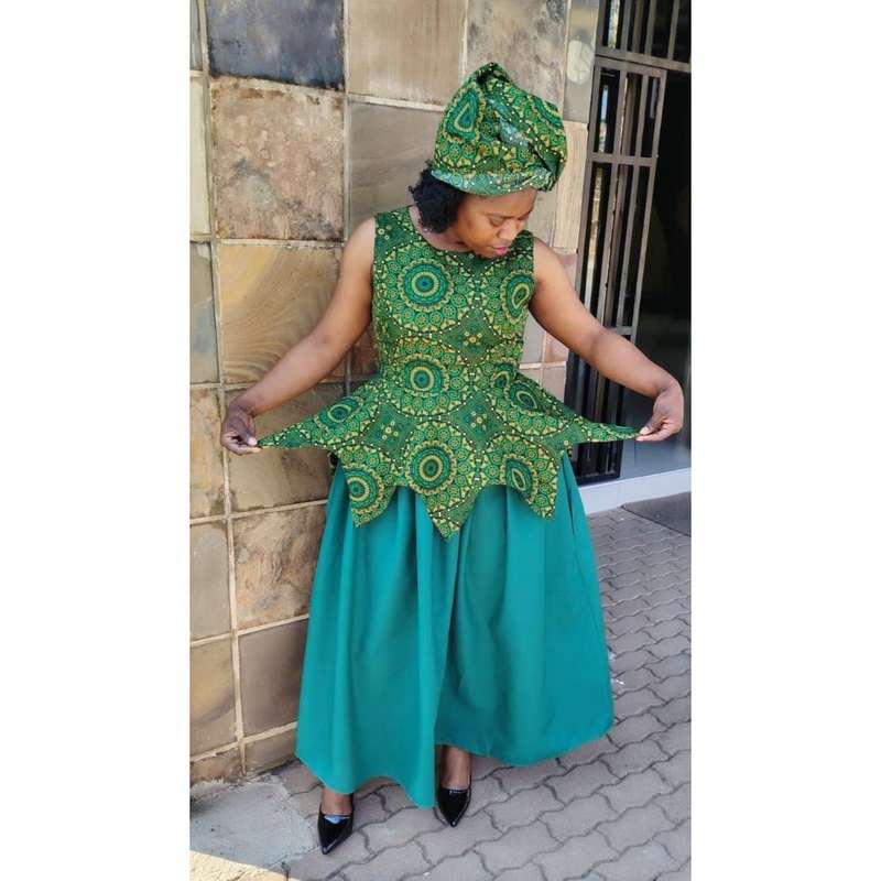 Ankara Sleeveless Tswana Traditional Dress