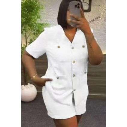 Plain Color Short Sleeve Blazer Jacket And Shorts Suit Set