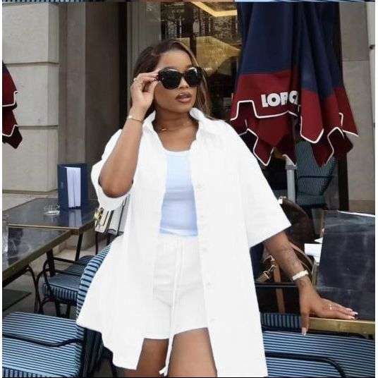 Short Sleeve Drop Shoulder Shirt And Short Pants Set