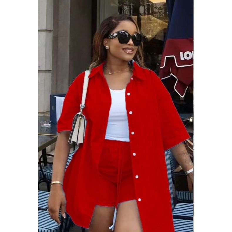 Short Sleeve Drop Shoulder Shirt And Short Pants Set