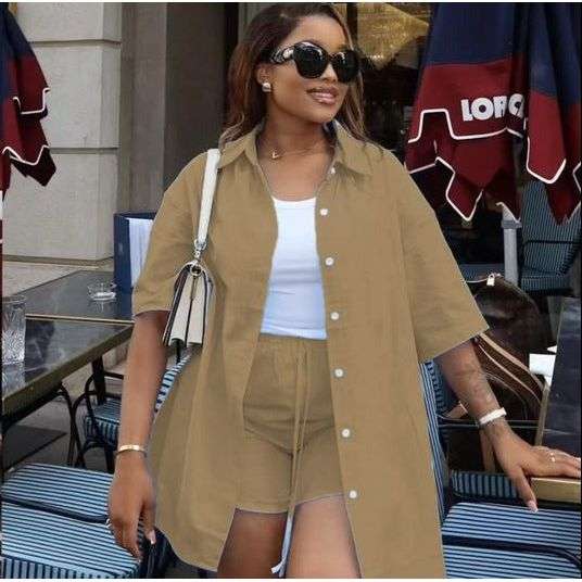 Short Sleeve Drop Shoulder Shirt And Short Pants Set