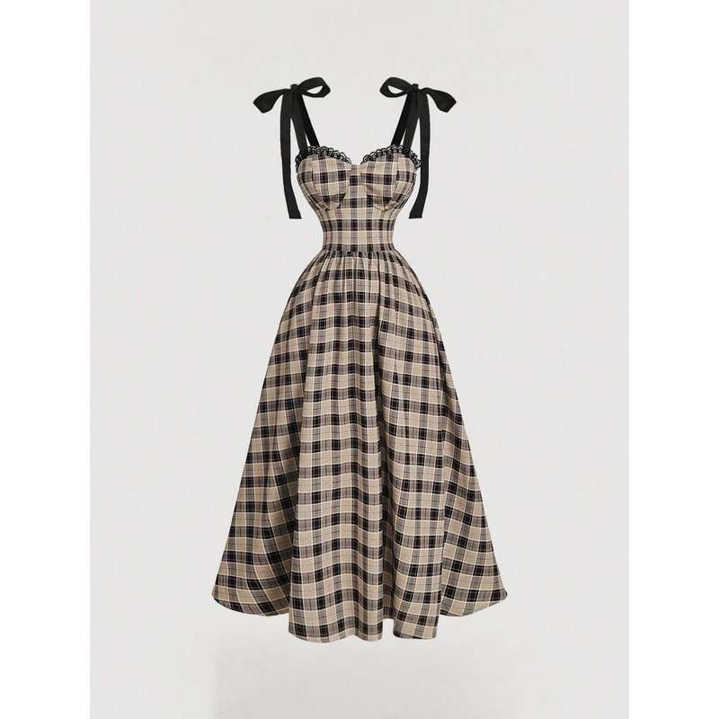 Elegant Plaid Belted Dress