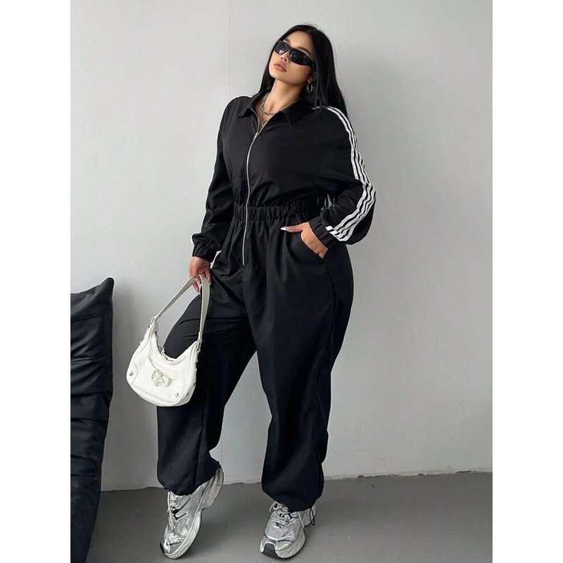 Long Zipper overall jumpsuit