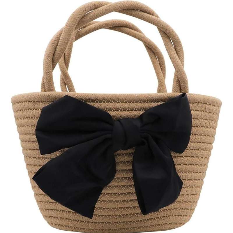 Bowknot Straw Beach Woven Handbag.