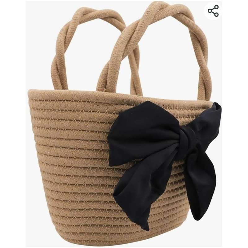 Bowknot Straw Beach Woven Handbag.