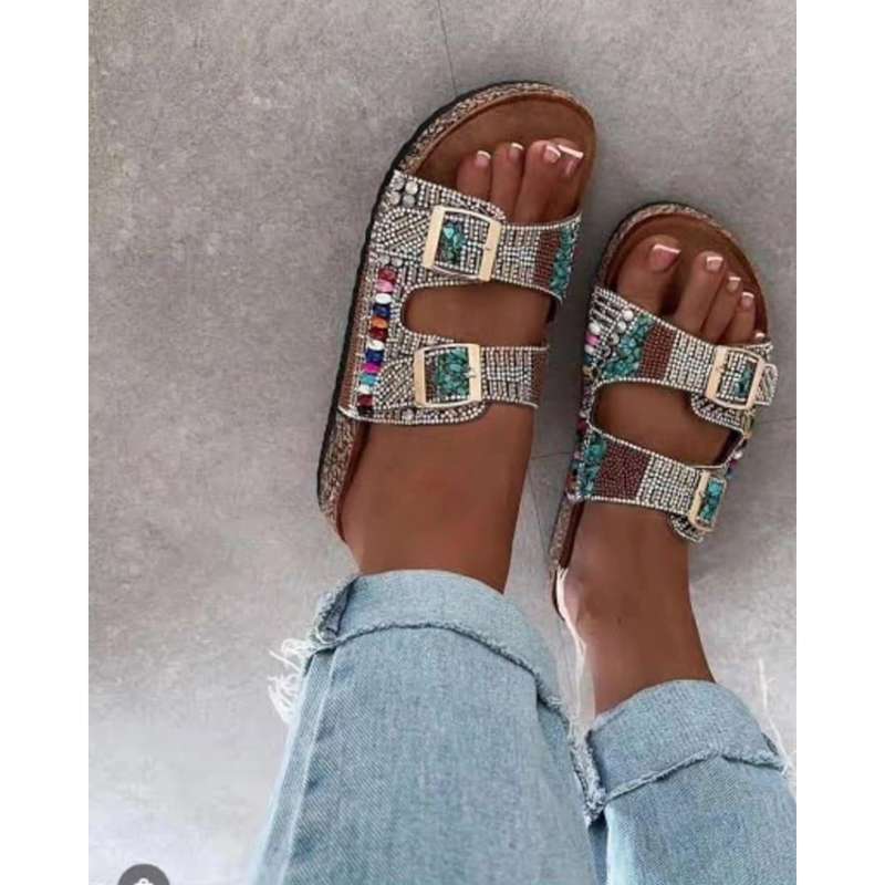 Beaded Rhinestone Decor Slides.