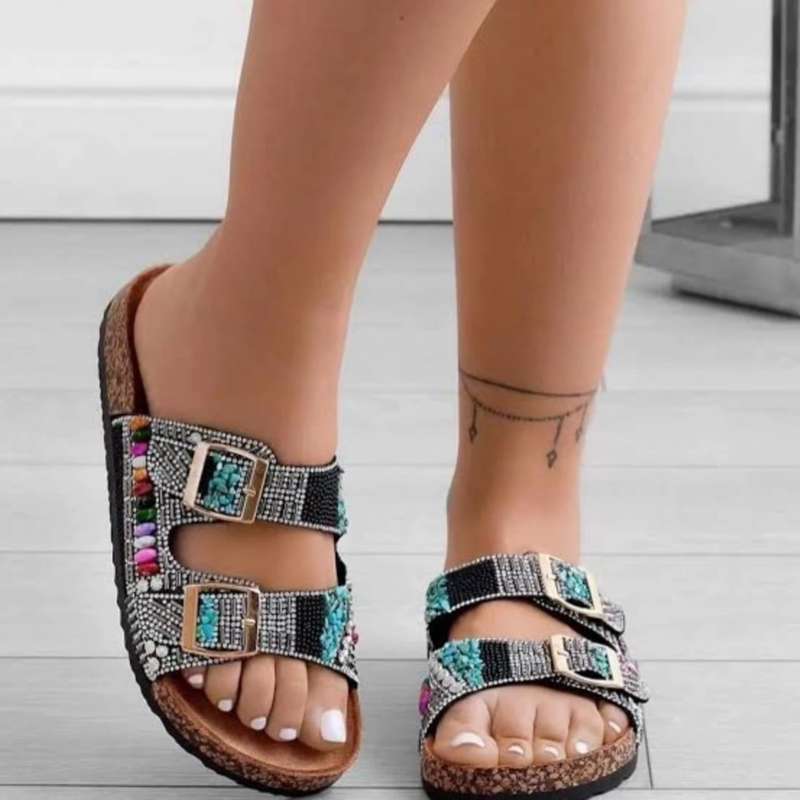 Beaded Rhinestone Decor Slides.