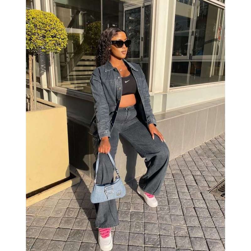 Elegant Cargo Denim Two Piece Set.