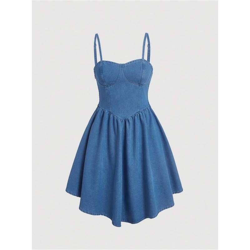 Denim Casual Sleeveless Cami Dress, Mexican Dress