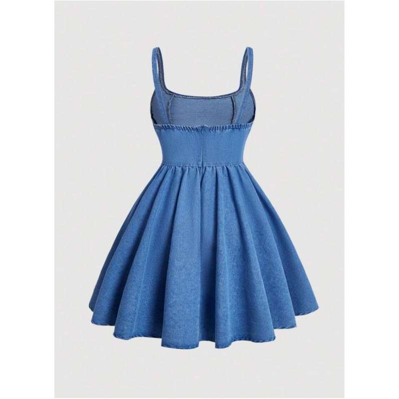 Denim Casual Sleeveless Cami Dress, Mexican Dress