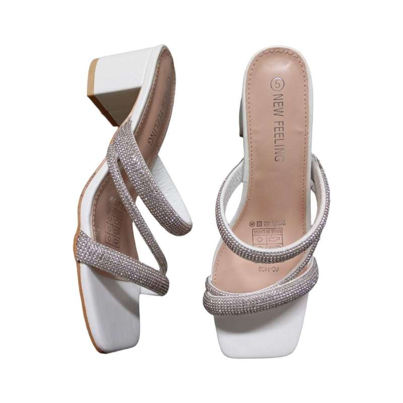 Leather strappy block heel sandals