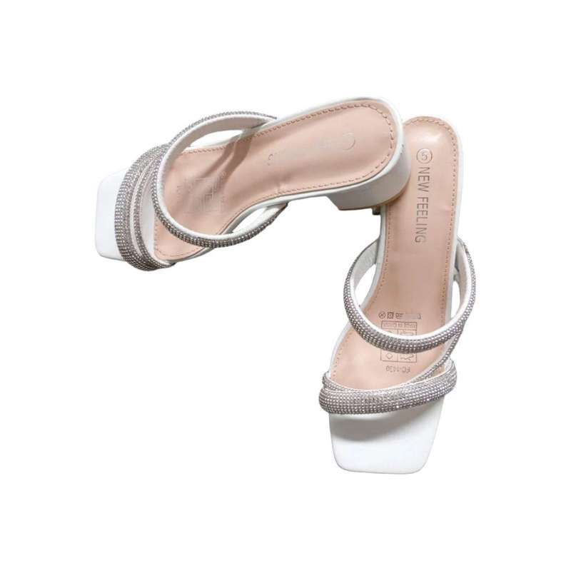 Leather strappy block heel sandals