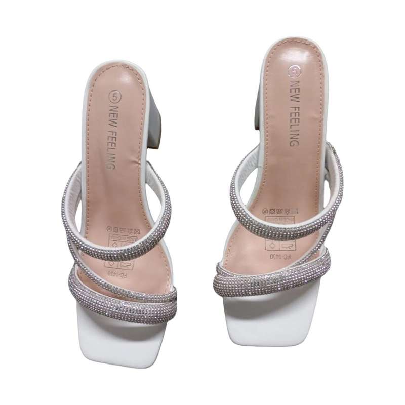 Leather strappy block heel sandals