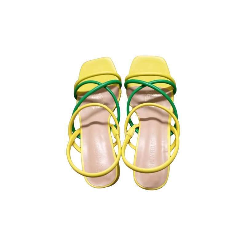 Leather strappy block heel sandals