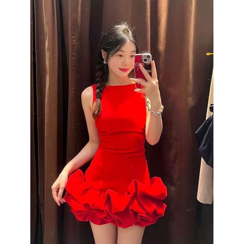 Stylish Sweet Ruffled Mini Dress