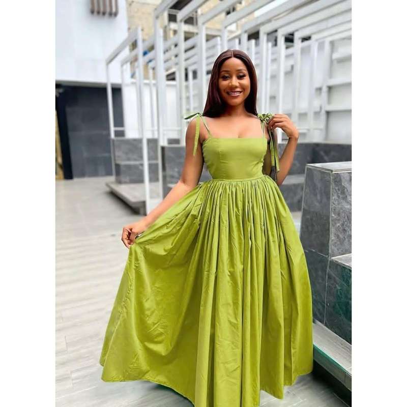 Tie Shoulder Elegant Maxi Dress