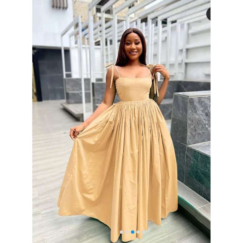 Tie Shoulder Elegant Maxi Dress