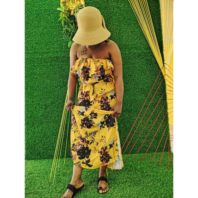 Off-Shoulder Floral Maxi Party Dress