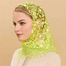 Lace Tassel Floral Triangle Scarf Wedding Headscarf Worship Scarf Shawl