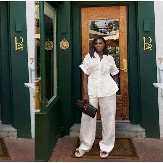 Linen material  formal wear 2 pieces set