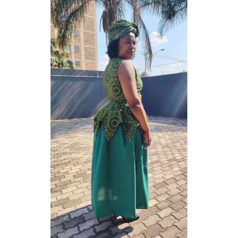 Ankara Sleeveless Tswana Traditional Dress